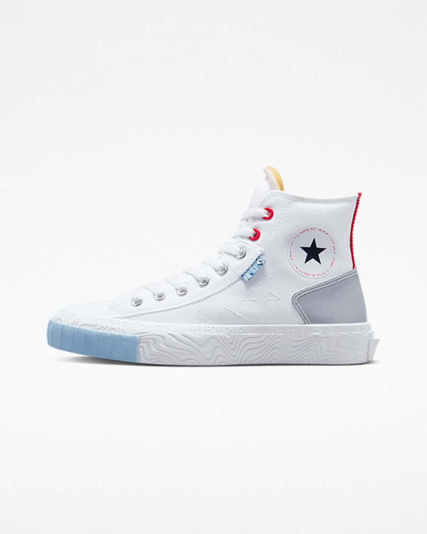 Tenisi Inalti Barbati Converse Chuck Taylor Alt Star Reflective Shine Albi Rosii Albastri | RO 0TUPK986